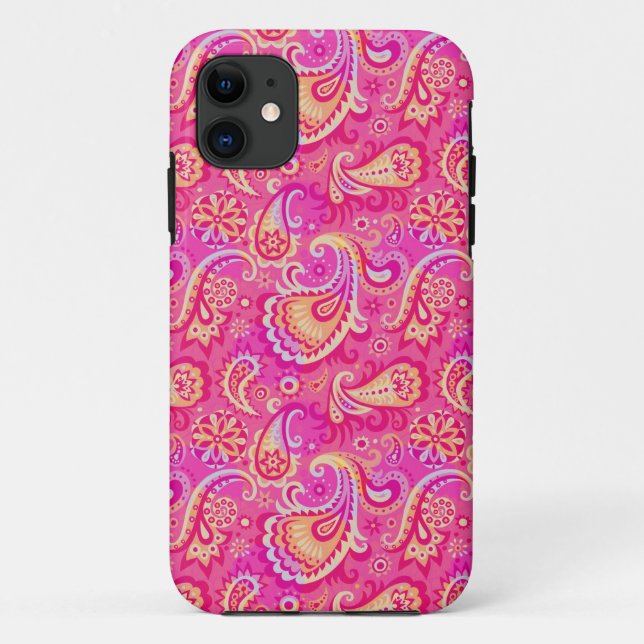 Niedlich rosa, nahtlose Paisley-Optik Case-Mate iPhone Hülle (Rückseite)
