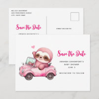 Niedlich rosa Neigung Save the Date Auto fahren