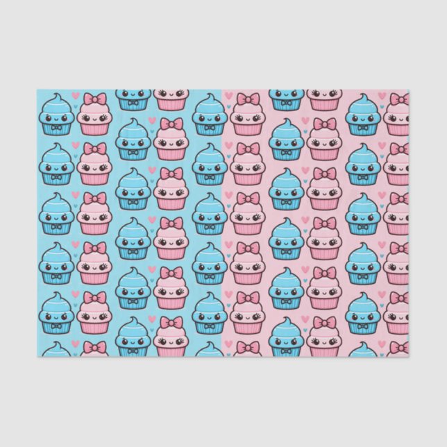 Niedlich-rosa oder blaues Geschlecht offenbart Cup Seidenpapier (Vorderseite)