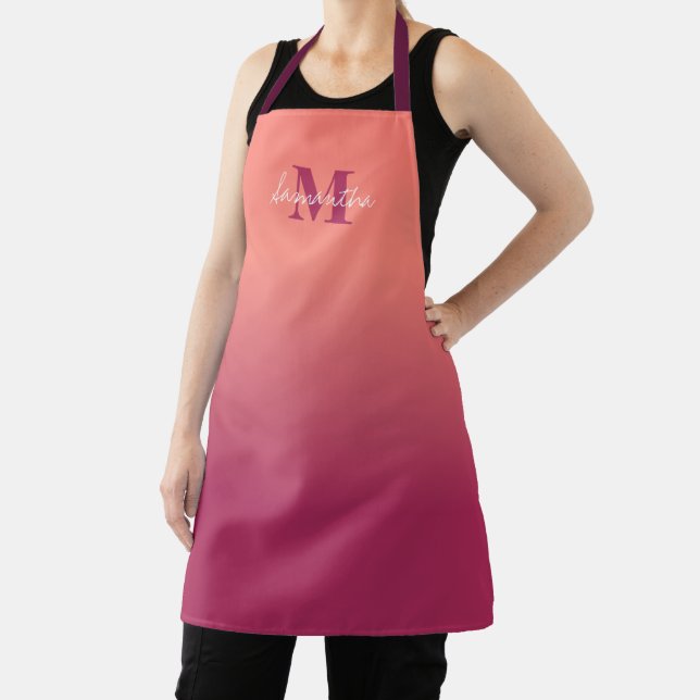 Niedlich rosa Ombre mit Name Monogram-Schürze Schürze (InSitu)