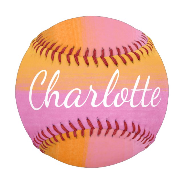 Niedlich Rosa Orange Abstrakte Farbe Personalisier Baseball (Vorderseite)