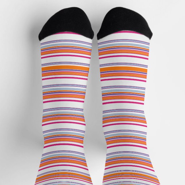 Niedlich-rosa-orange Streifen Socken (Oben)