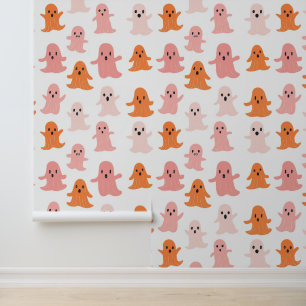 Niedlich rosa Orangefarbene Geister Kinderzimmer K Tapete