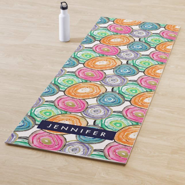 Niedlich-rosa-orangefarbene Geoddel-Muster persona Yogamatte (Beispiel)