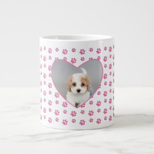 Niedlich rosa Paw druckt Personalisiert Hunde Mama Jumbo-Tasse