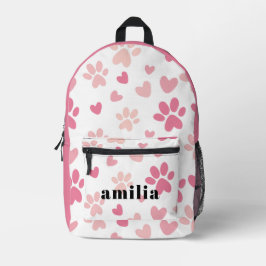 Niedlich rosa Pawprint Personalisiert gedruckter B Bedruckter Rucksack