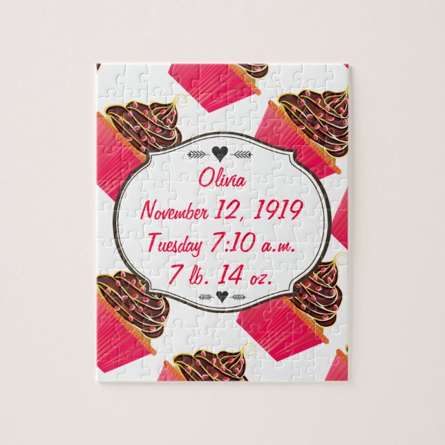 Niedlich rosa Personalisierte Cupcake Sprinklen (Vertikal)