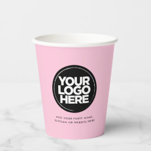 Niedlich rosa Personalisiertes Logo und Text Pappbecher