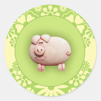 Niedlich rosa Pig Runder Aufkleber