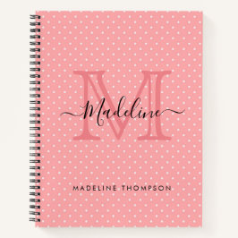 Niedlich rosa Polka Dots Monogramm Notizbuch