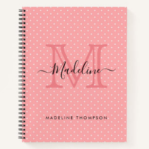Niedlich rosa Polka Dots Monogramm Notizbuch