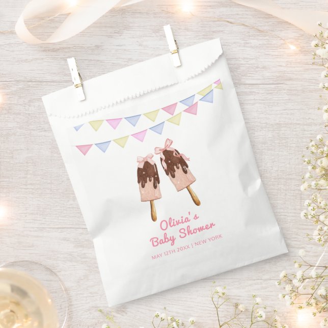 Niedlich-rosa Popcicle Bow Ice Cream Baby Dusche Geschenktütchen (Ausgeschnitten)