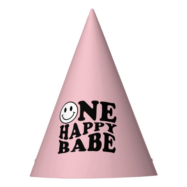 Niedlich rosa Preppy Lächeln | One Happy Babe Partyhütchen (Vorderseite)