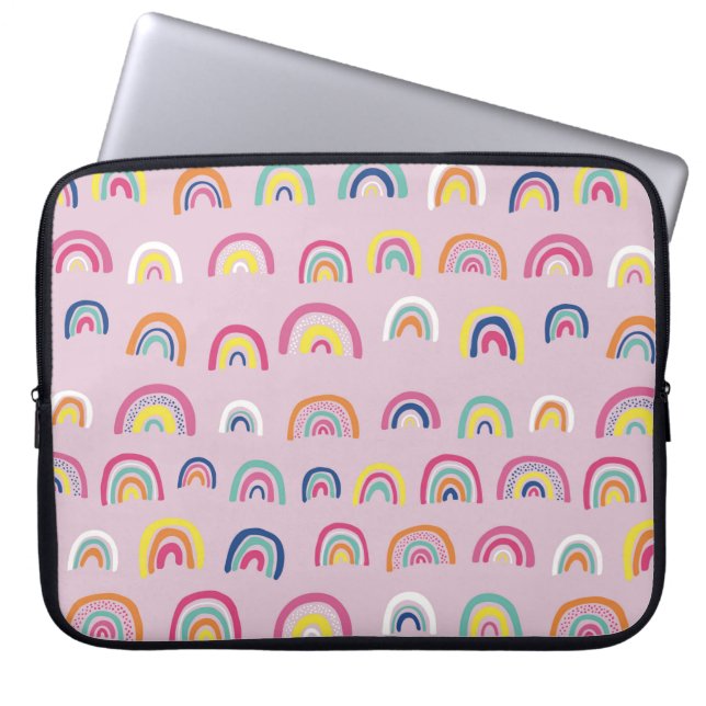 Niedlich rosa Regenbogenmuster Laptopschutzhülle (Vorderseite)