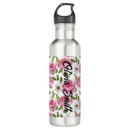 Niedlich Rosa Rosa Personalisierter Name Edelstahlflasche