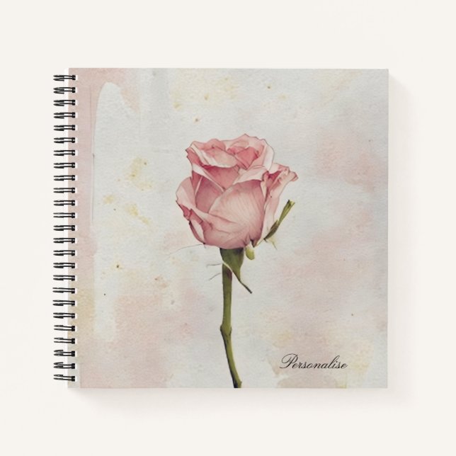 Niedlich Rosa Rose Blume Blumenblatt Foto Journal Notizbuch (Vorderseite)