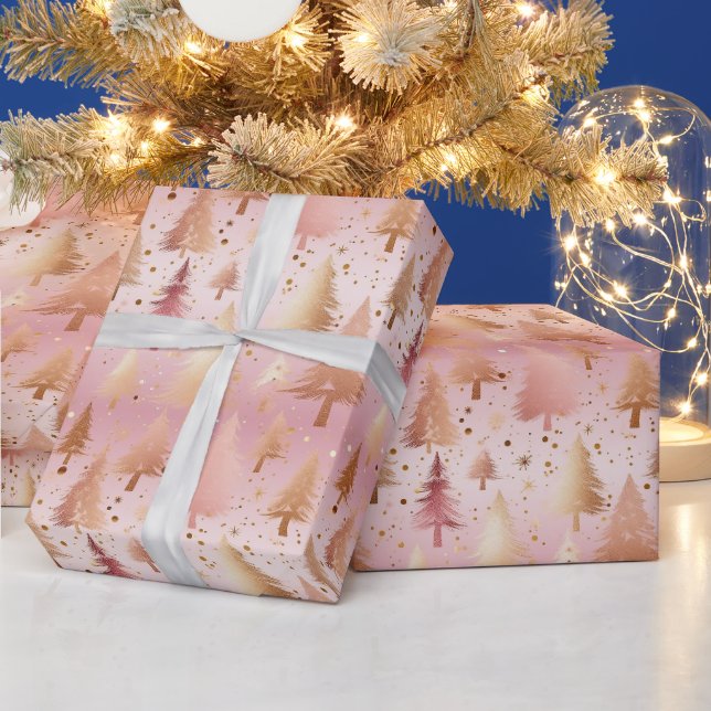 Niedlich rosa Rose Gold Treppen Festivals Muster Geschenkpapier (Feiertage)
