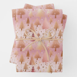 Niedlich rosa Rose Gold Treppen Festivals Muster Geschenkpapier Set