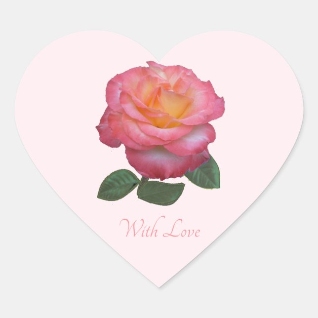 Niedlich rosa Rose mit Aufkleber für die Liebe (Vorderseite)