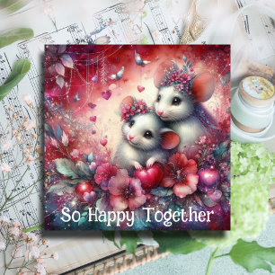 Niedlich Rosa Rote Herzen Mäuse Galentines Feiertagskarte