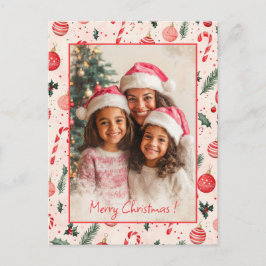 Niedlich Rosa Rotes Foto Weihnachten Postkarte