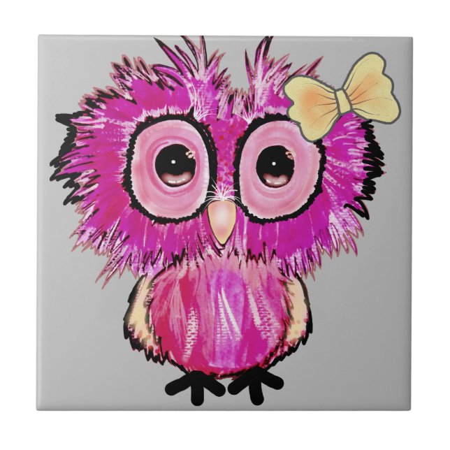 Niedlich rosa Schale mit Schleifenbogen Fliese (Vorderseite)