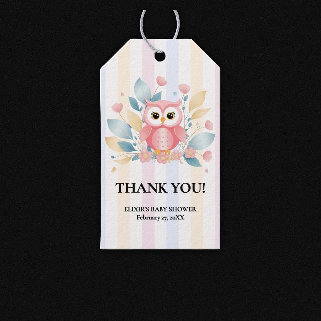 Niedlich rosa Schale Pastell Blumenmuster Babydusc Geschenkanhänger (Von Creator hochgeladen)