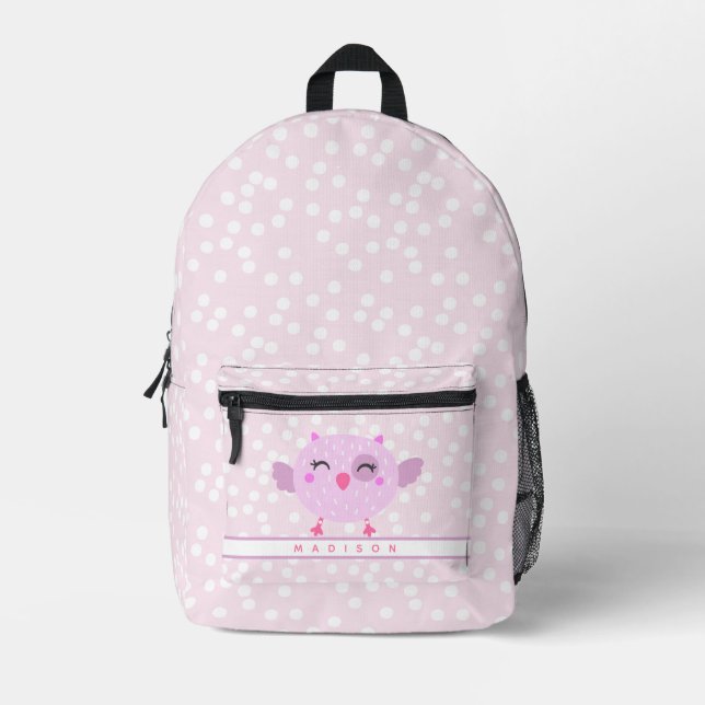 Niedlich rosa Schale - Rosa und weiße Punkte Kinde Bedruckter Rucksack (Vorderseite)