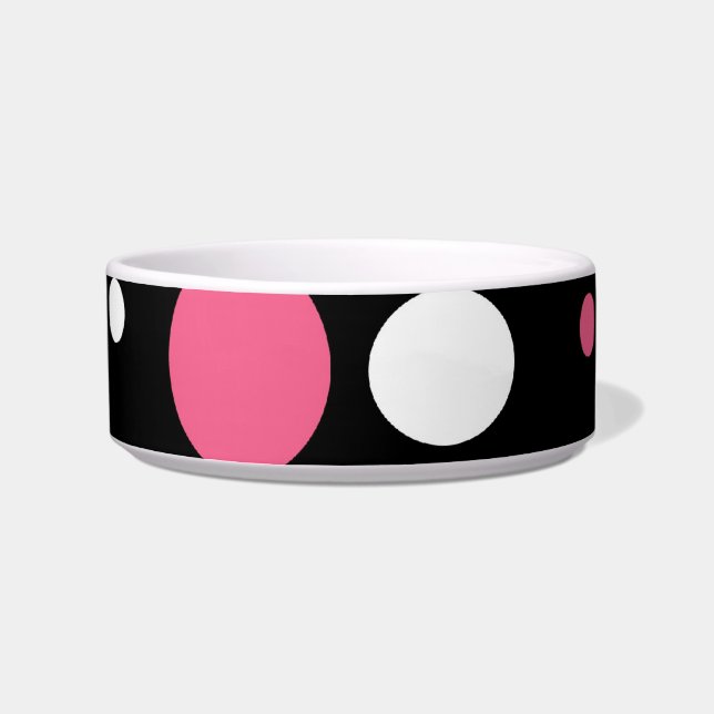 Niedlich rosa Schwarz-weiße Streifen Polka Dots Mu Napf (Links)