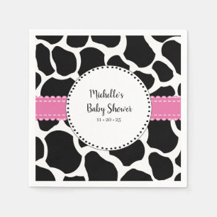 Niedlich rosa Schwarze Kuh Druckschrift Papier Nap Serviette