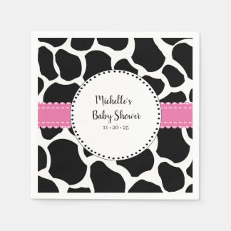 Niedlich rosa Schwarze Kuh Druckschrift Papier Nap Serviette