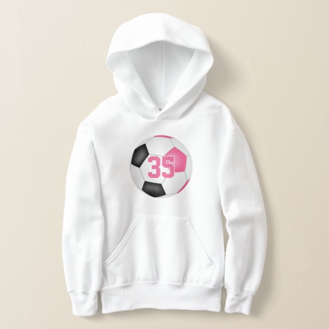 niedlich-rosa-schwarzer Mädchenfußball Hoodie (Ablage )