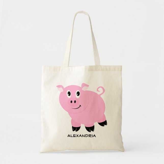 Niedlich rosa Schwein Personalisiert Adorable Pigg Tragetasche (Vorne)