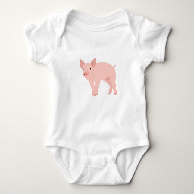 Niedlich-Rosa-Schweinebild Baby Strampler (Vorderseite)