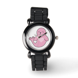 Niedlich rosa Siegel Armbanduhr