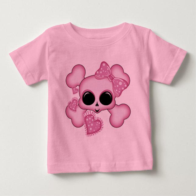 Niedlich rosa Skull Baby T-shirt (Vorderseite)
