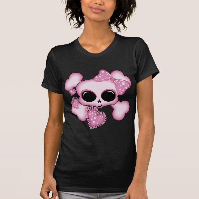 Niedlich rosa Skull T-Shirt (Vorderseite)
