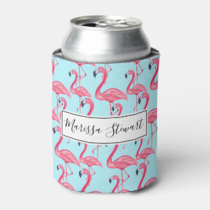 Niedlich rosa Sommer bemalt Flamingo Muster Blau Dosenkühler