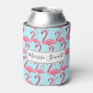 Niedlich rosa Sommer bemalt Flamingo Muster Blau Dosenkühler