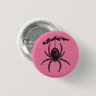 Niedlich-Rosa-Spinne Button