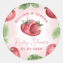 Niedlich rosa Strawberry Babyaufkleber Runder Aufkleber