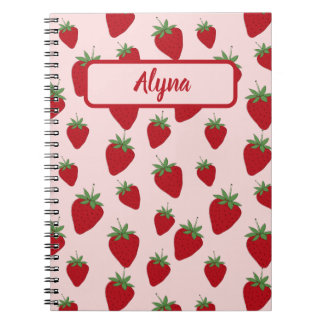 Niedlich rosa Strawberry Muster Alyna Name Noteboo Notizblock