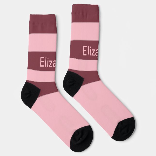 Niedlich rosa Streifenname Socken (Rechts)