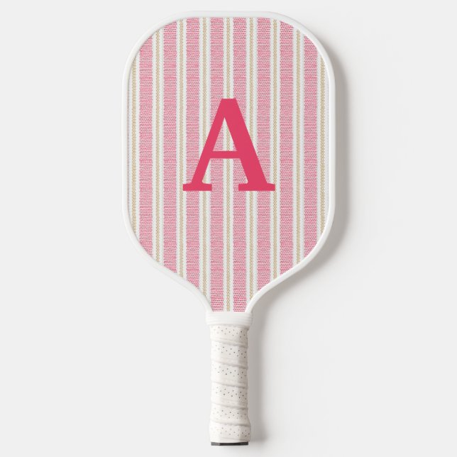 Niedlich rosa Streifenpaddel Pickleball Schläger (Vorderseite)