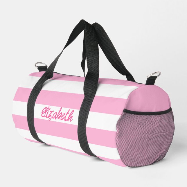Niedlich Rosa Strickter Skriptname Personalisiert Duffle Bag (Rechte Ecke)