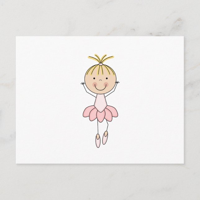 Niedlich, rosa, tanzend Ballerina Postkarte (Vorderseite)