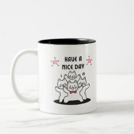 Niedlich rosa tanzende Katzen Zweifarbige Tasse