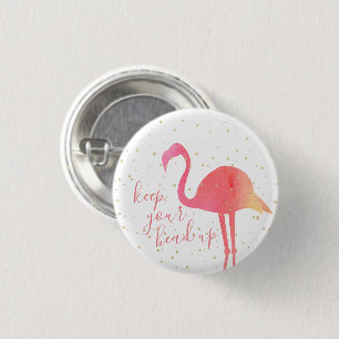 Niedlich rosa tropische Wasserfarbe Flamingo Behal Button