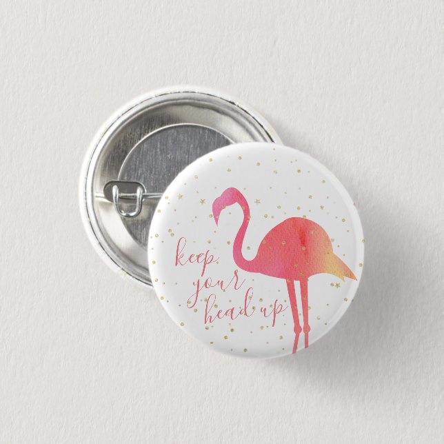Niedlich rosa tropische Wasserfarbe Flamingo Behal Button (Vorne & Hinten)