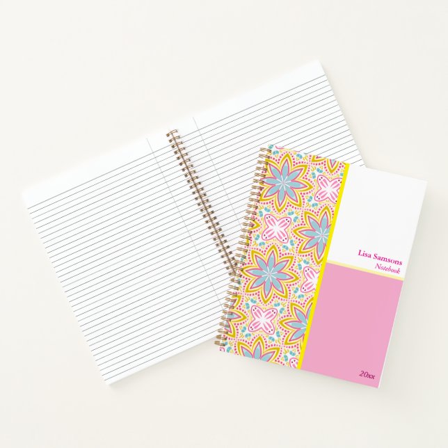 Niedlich-Rosa- und Blaue-Blume-MusterNotebook Notizbuch (Innenseite)